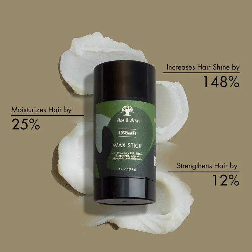 As I Am Rosemary Hair Wax Stick for Edge & Frizz Control & Sleek Styling for Curly & Coily Hair 2.7 oz - Achieve flawless, sl