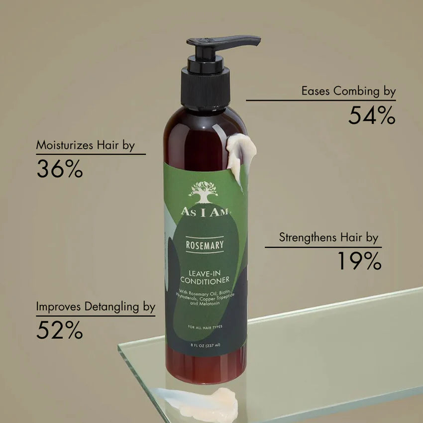 As I Am Rosemary Leave In Conditioner Moisturising & Detangling for Natural Hair & Curls 237ml/8.01 oz - Unlock vibrant, heal