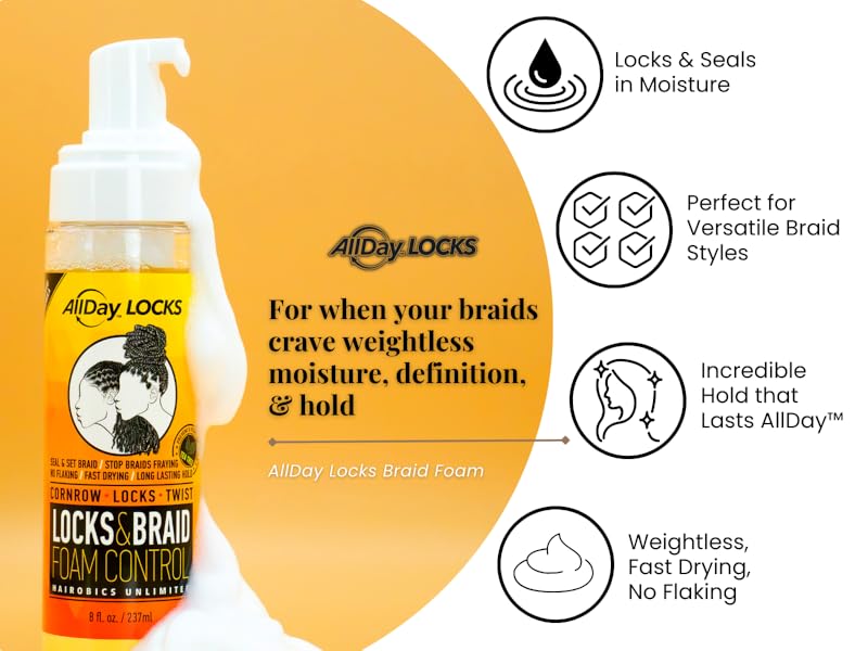 All Day Locks & Braid Foam Control 8 oz in use