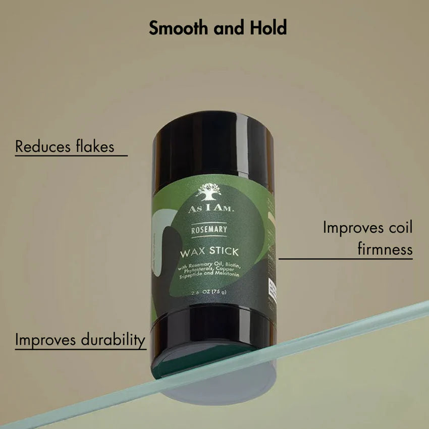 As I Am Rosemary Hair Wax Stick for Edge & Frizz Control & Sleek Styling for Curly & Coily Hair 2.7 oz - Achieve flawless, sl
