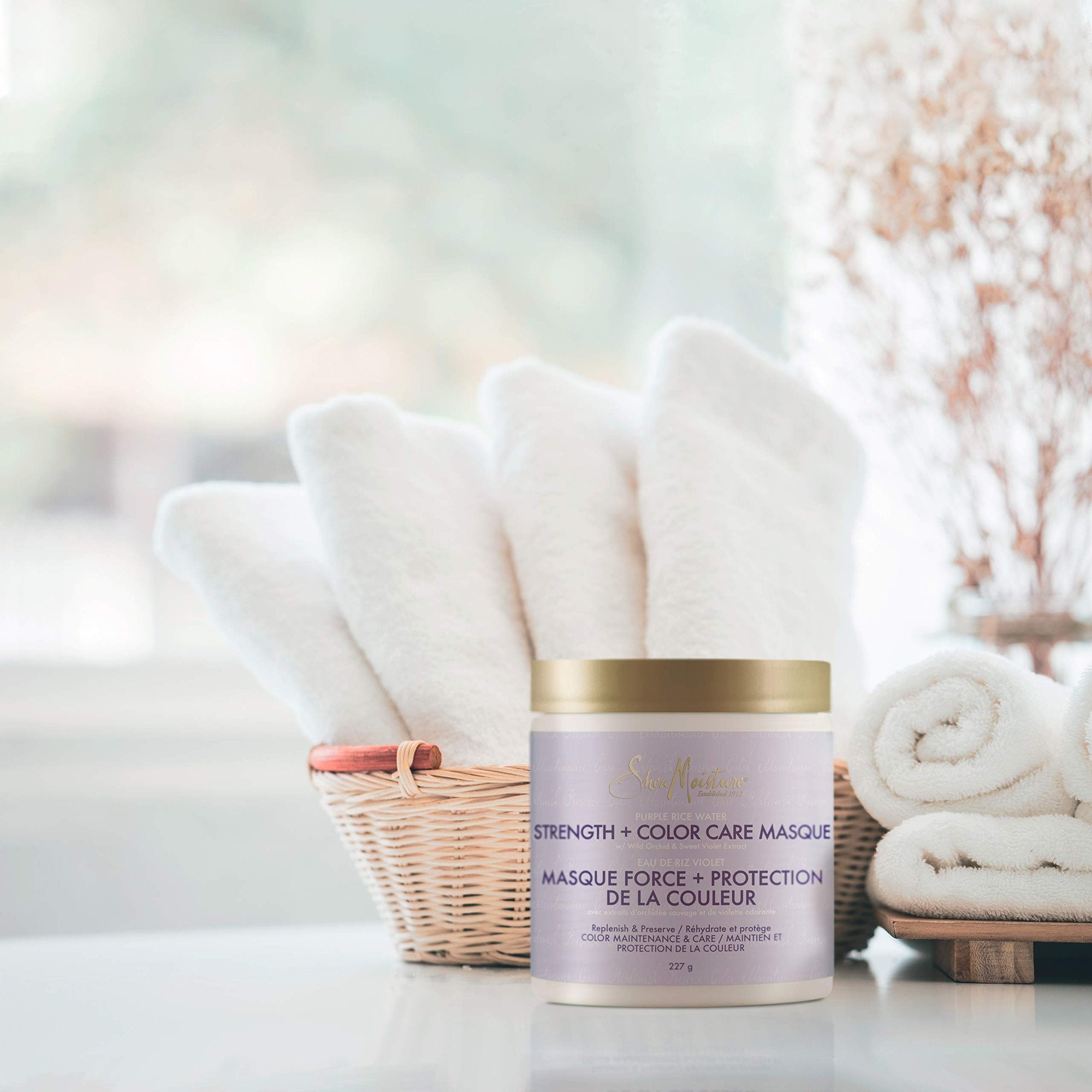 Shea Moisture Purple Rice Water Strength & Color Care Masque 8 oz / 237 ml - Revive dull, colour-treated hair with Shea Moist
