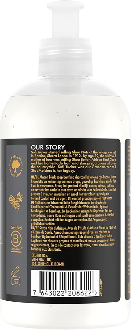 Shea Moisture African Black Soap Bamboo Charcoal Balancing Conditioner 13 oz / 384 ml - Experience balanced hydration with Sh