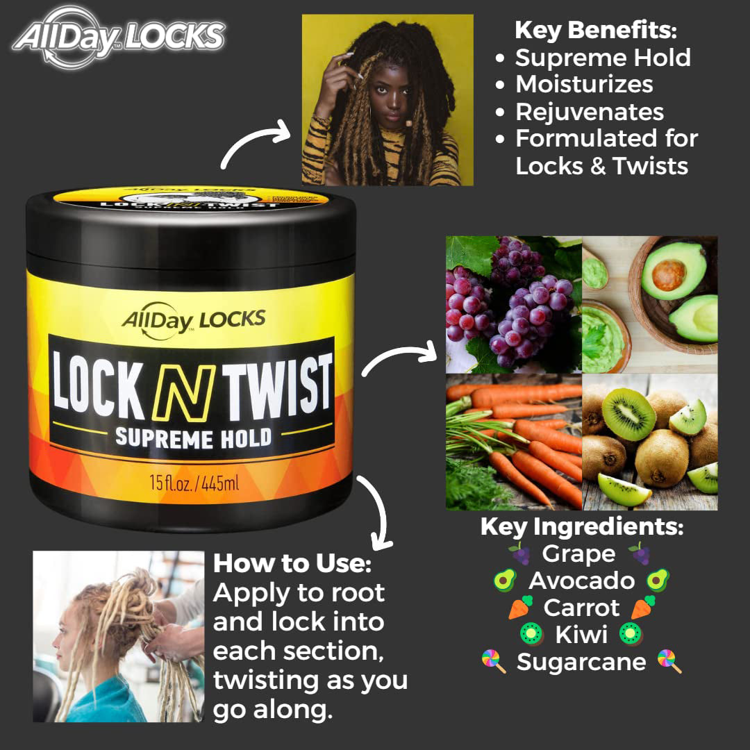 All Day Locks Lock N Twist Supreme Hold 15 oz in use