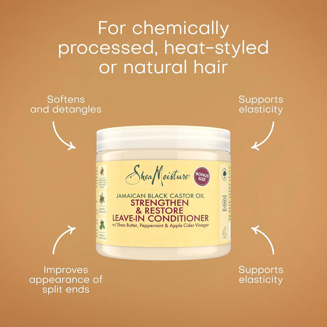 Shea Moisture Jamaican Black Castor Oil Strengthen & Restore Leave-In Conditioner 11 oz / 325 ml - Restore and strengthen you