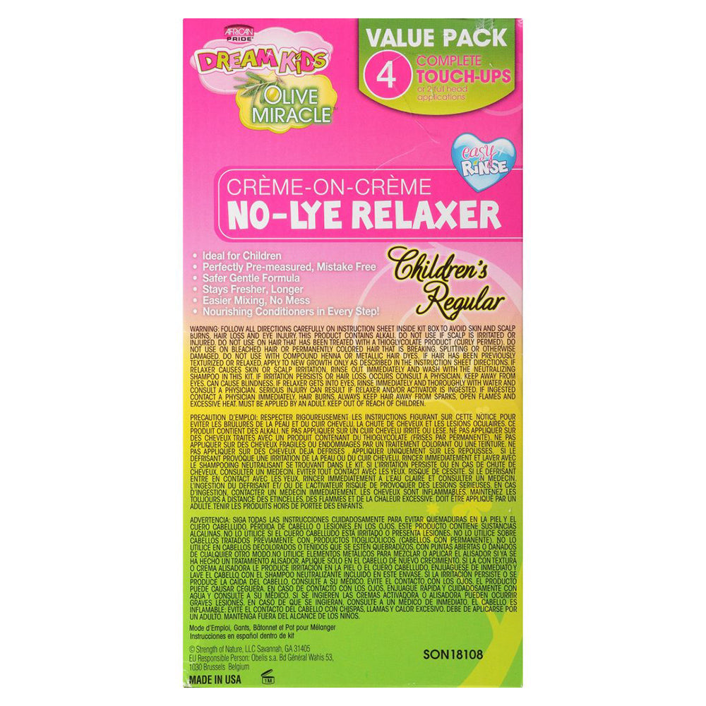African Pride Dream Kids No-Lye Relaxer 4 Touch-Up (Regular) - improves manageability and
