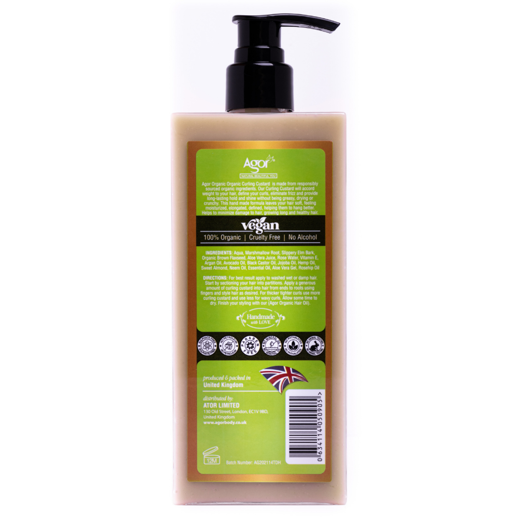 Agor Organic Curling Custard Curl Definition & Frizz Control for Curly, Coily Hair & Textured Curls 300ml/10.1 fl oz - Handma
