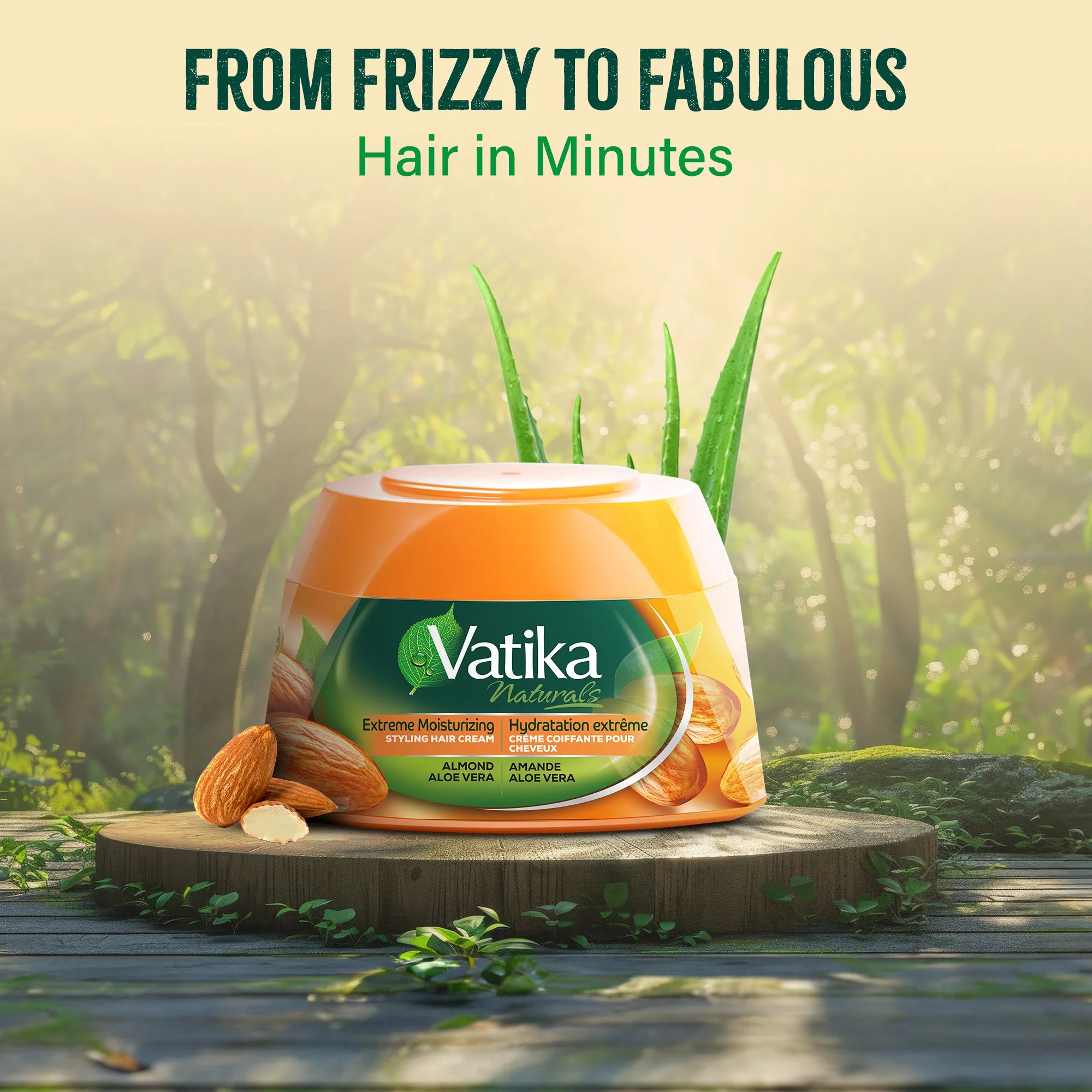 Vatika Naturals Hair Cream Extreme Moisturizing for Dry & Frizzy Hair (210ml/7.1 oz, Almond) - Experience deep hydration with