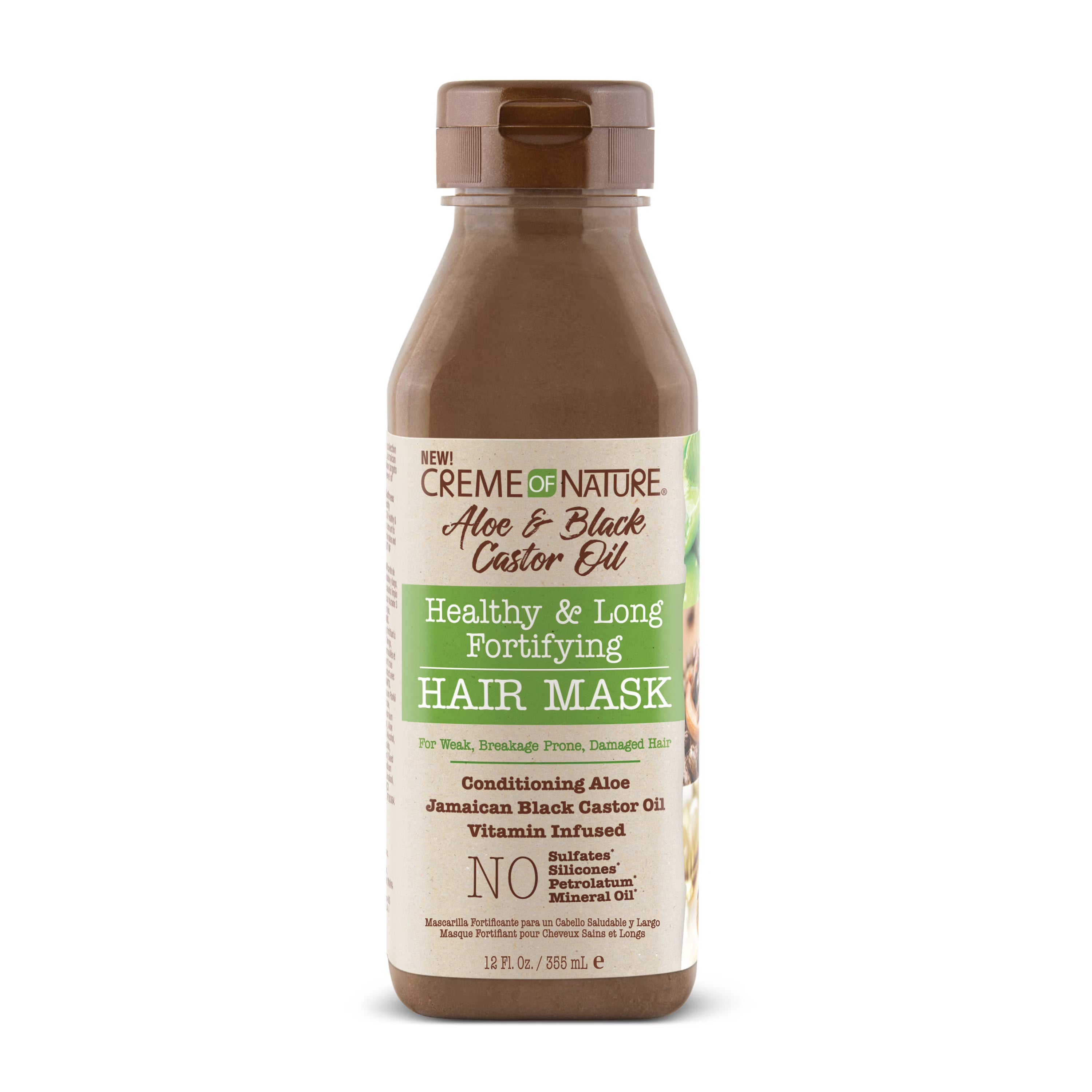 Creme Of Nature Aloe & Black Castor Oil Healthy & Long Fortifying Hair Mask 12 oz / 355 ml - For Weak & Damaged Hair