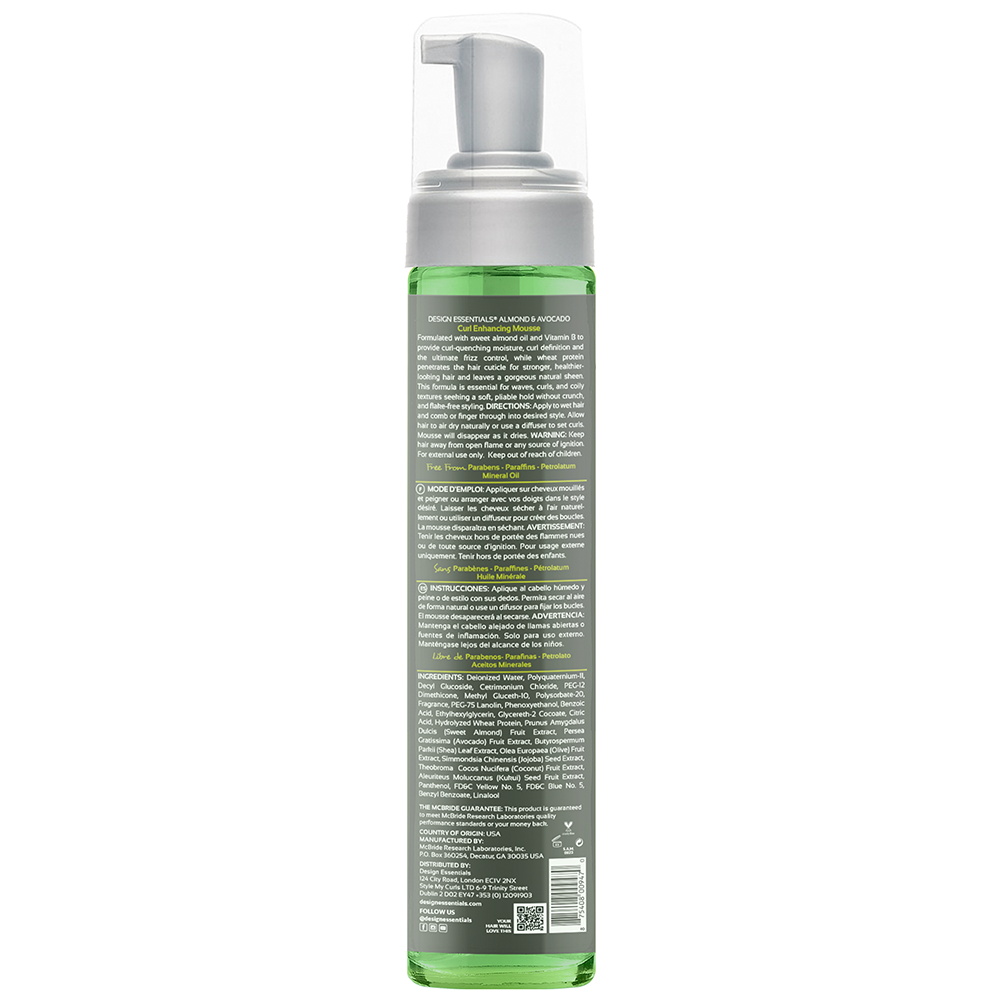 Design Essentials Almond & Avocado Curl Enhancing Mousse 10oz back label