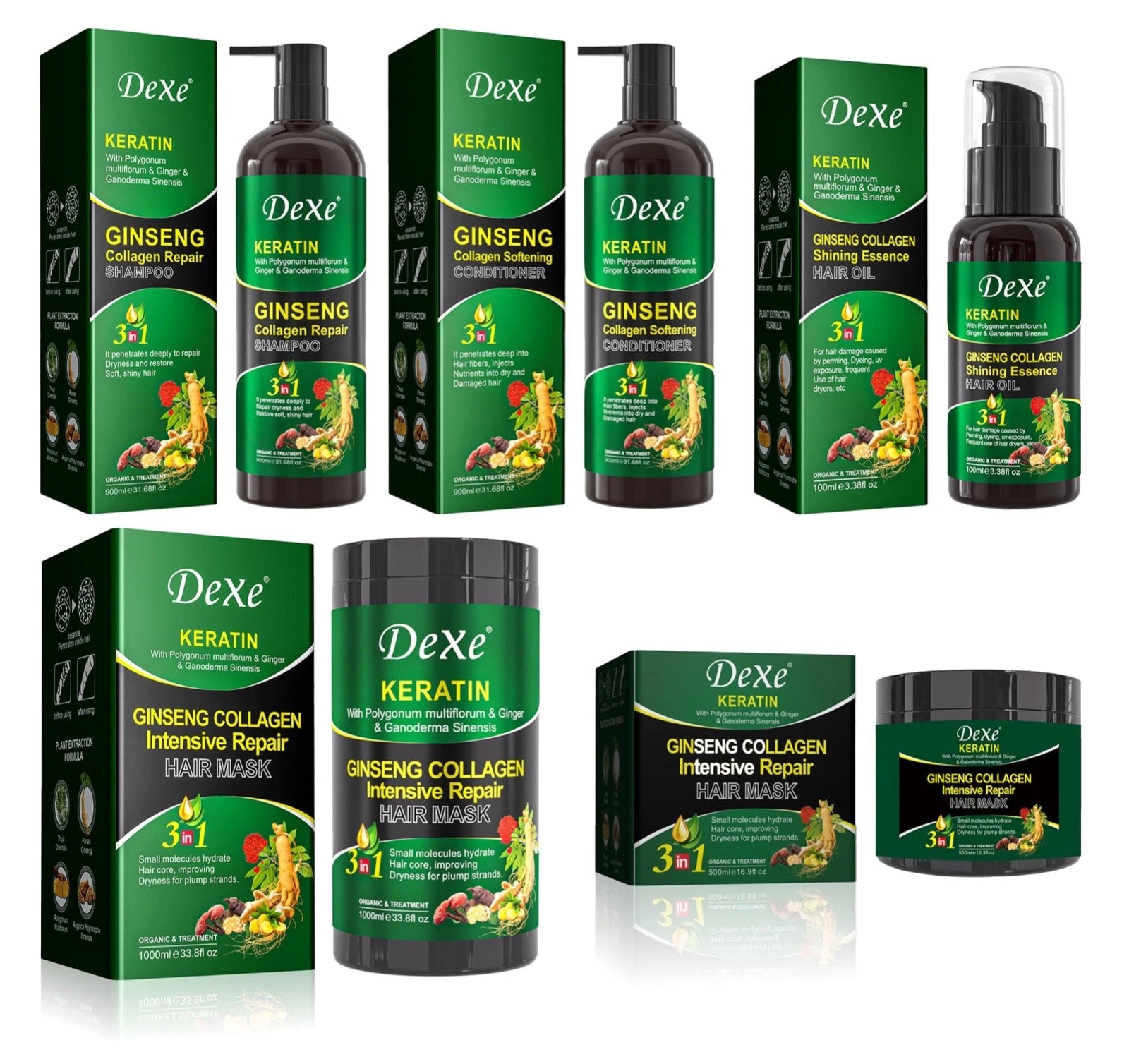Dexe Keratin Ginseng Collagen Repair Hair Mask 1000ml