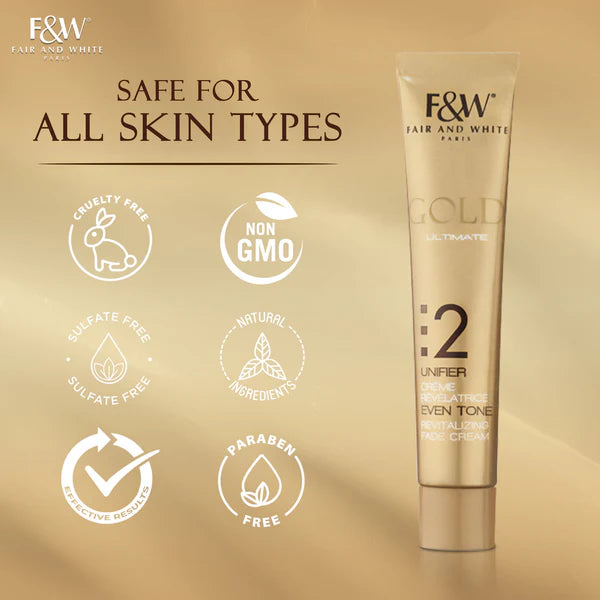 Key Benefits with Icon Fair And White 2 Gold Revitalizing Fade Cream 50ml