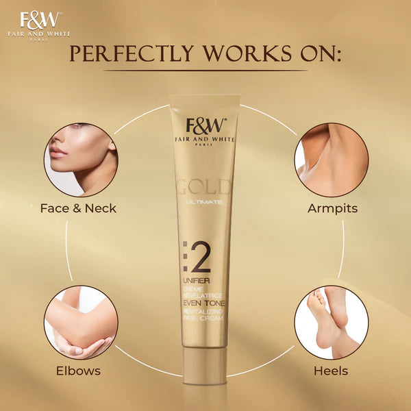 Application of Fair And White 2 Gold Revitalizing Fade Cream 50ml