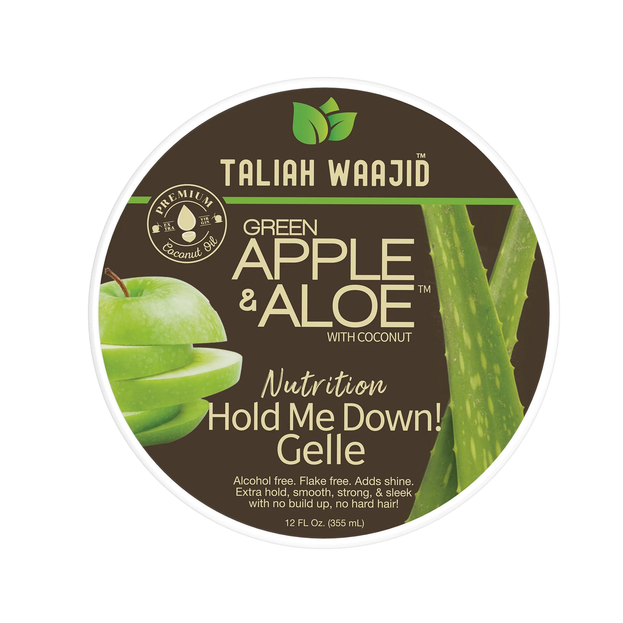Taliah Waajid Green Apple & Aloe Nutrition Hold Me Down Gelle Strong Hold & Nourishment for All Hair Types 12 oz - Achieve fl
