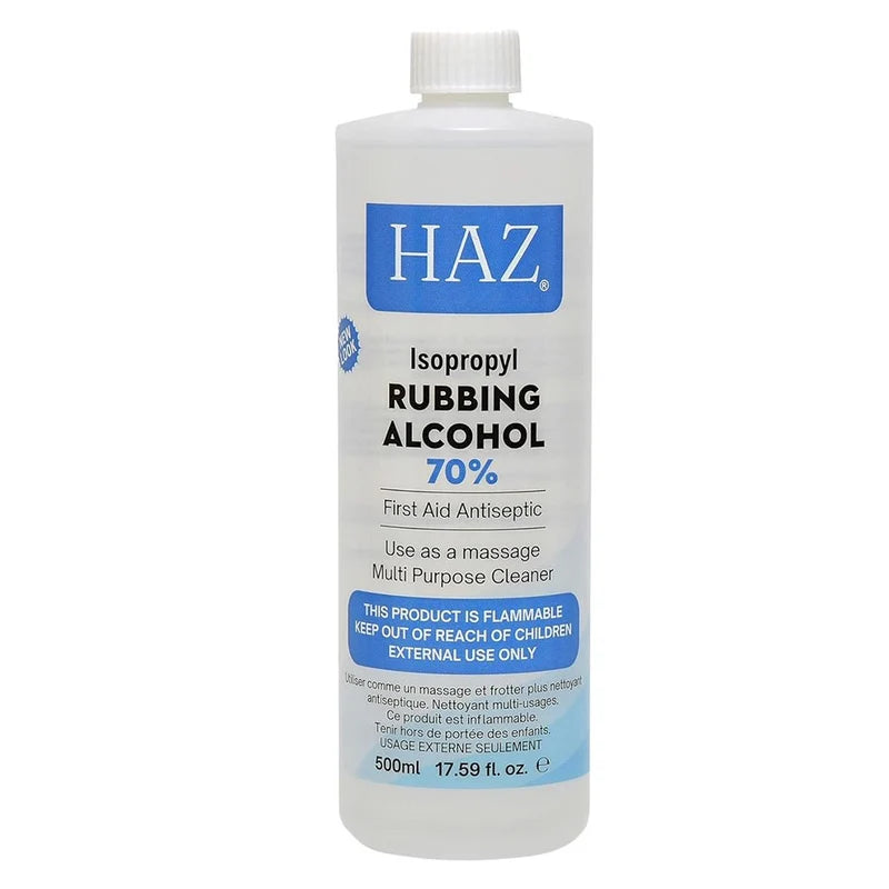 Haz Alcool isopropylique à friction 70 % Antiseptique et désinfectant de premiers soins à usages multiples 500 ml / 16,91 oz