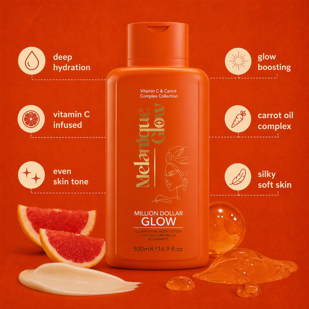 Melanique Glow™ Éclat Million Dollar - Lait corporel éclaircissant à la vitamine C et à la niacinamide 479g