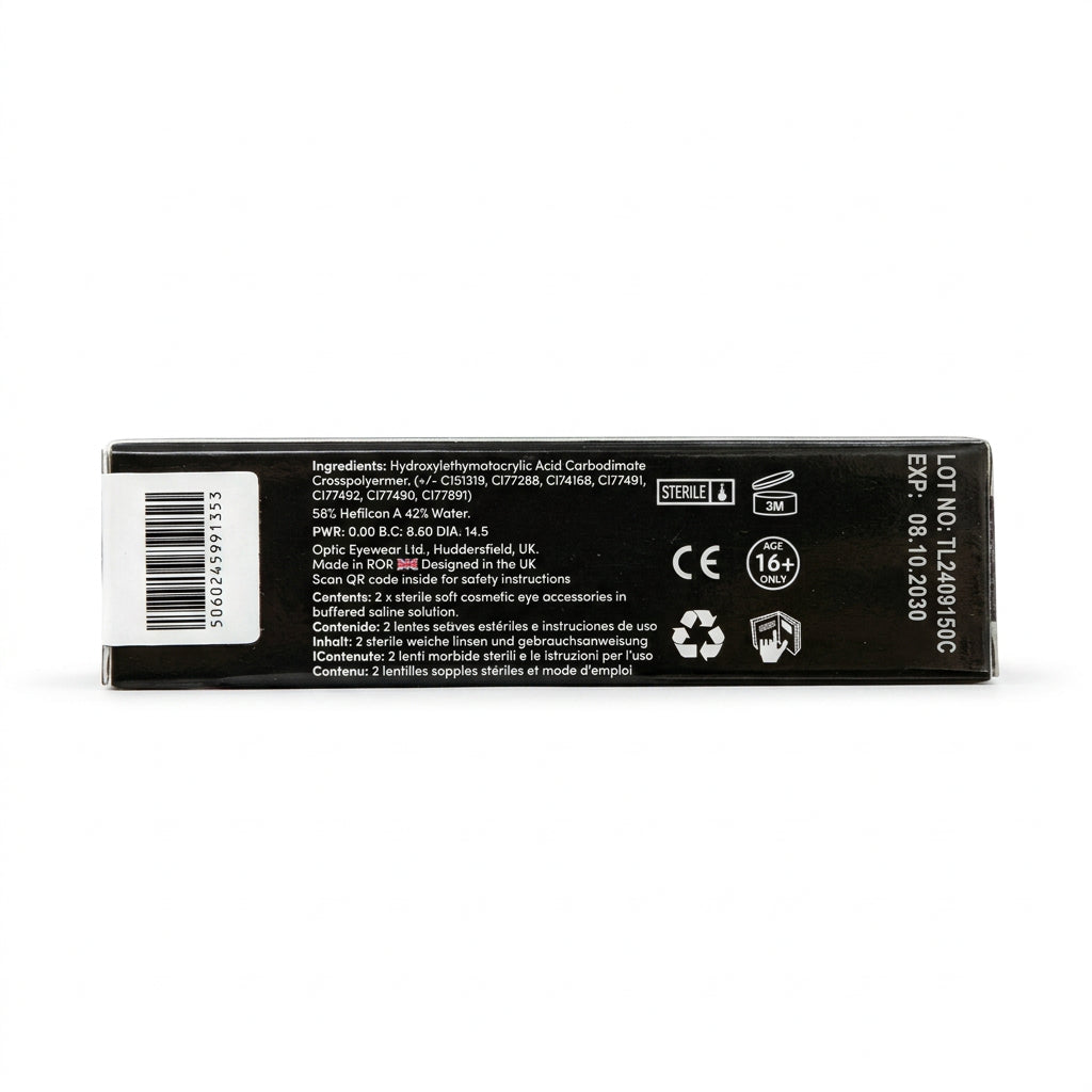 Eyecasions Black Magic Coloured Contact Lenses Zero-Power Cosmetic Lenses 1 Pair (2 Lenses)