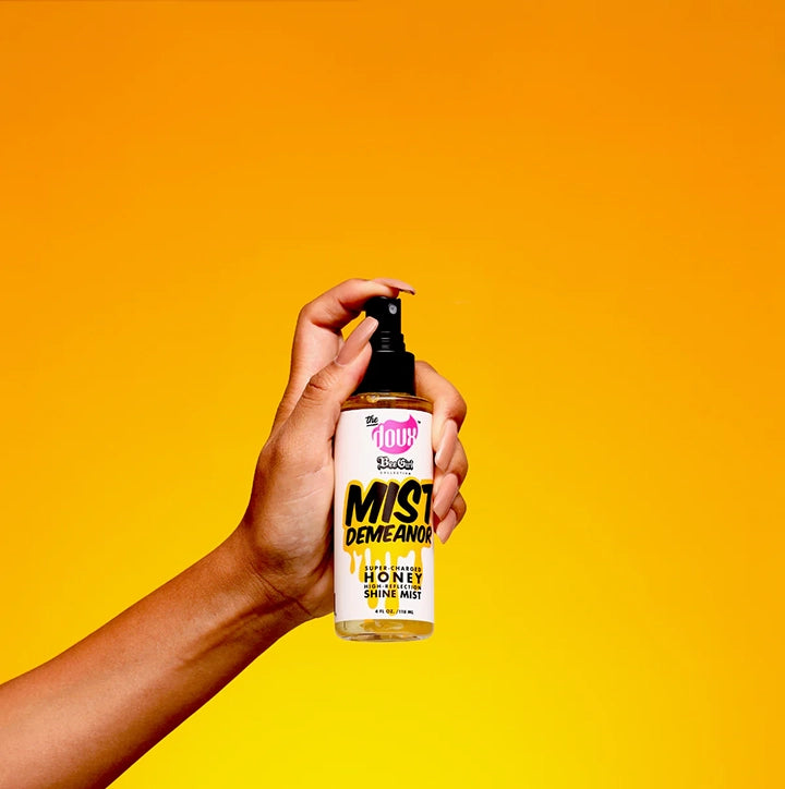 The Doux Mist Demeanor Honey Shine Mist 4oz Humidity Lockdown Spray back label