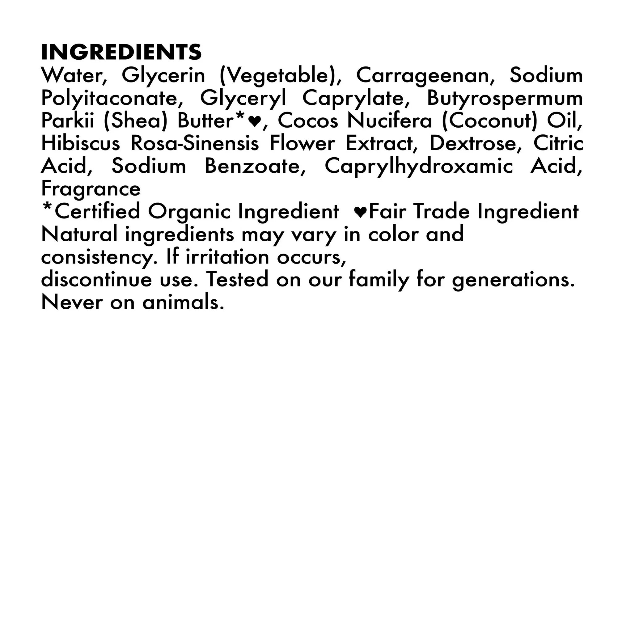 Shea Moisture Coconut & Hibiscus KIDS Styling Jelly 12 oz ingredients list