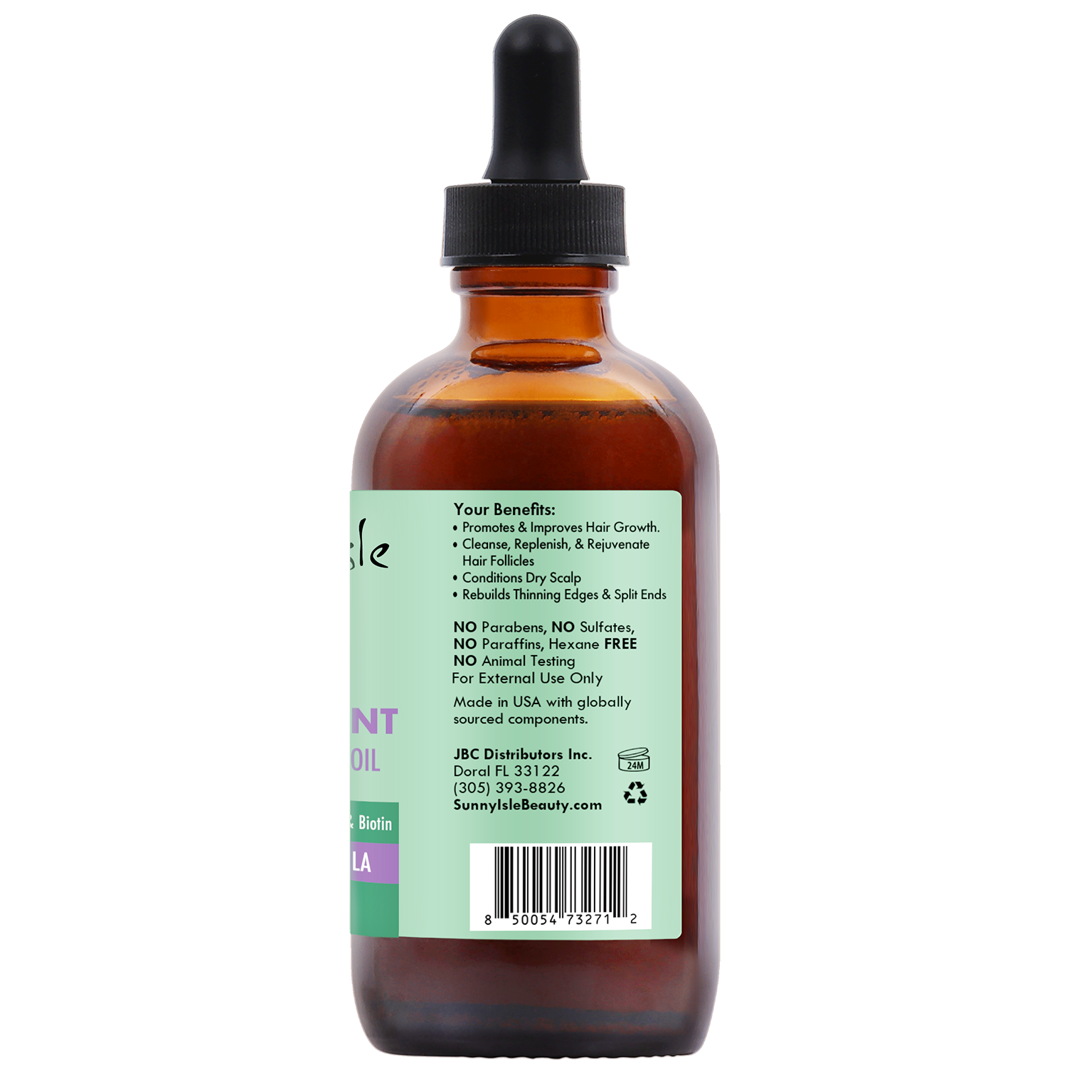 Sunny Isle Lavender Mint Hair & Strong Roots Oil 118.3 ml/4.0 oz, right label view
