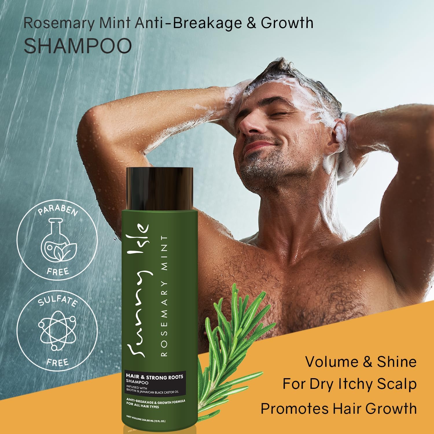 Sunny Isle Rosemary Mint Hair & Strong Roots Shampoo Adds volume and strength 354.88 ml/12.0 oz