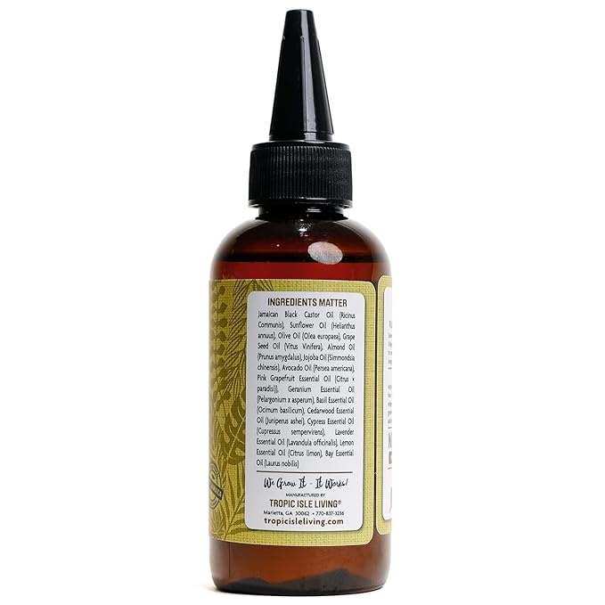 Tropic Isle Living - Huile de ricin noire jamaïcaine - Huile de croissance - 118 ml