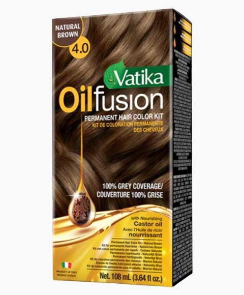 Vatika - Oil Fusion Permanent Hair Color Kit - Natural Brown 4.0 - 108ml