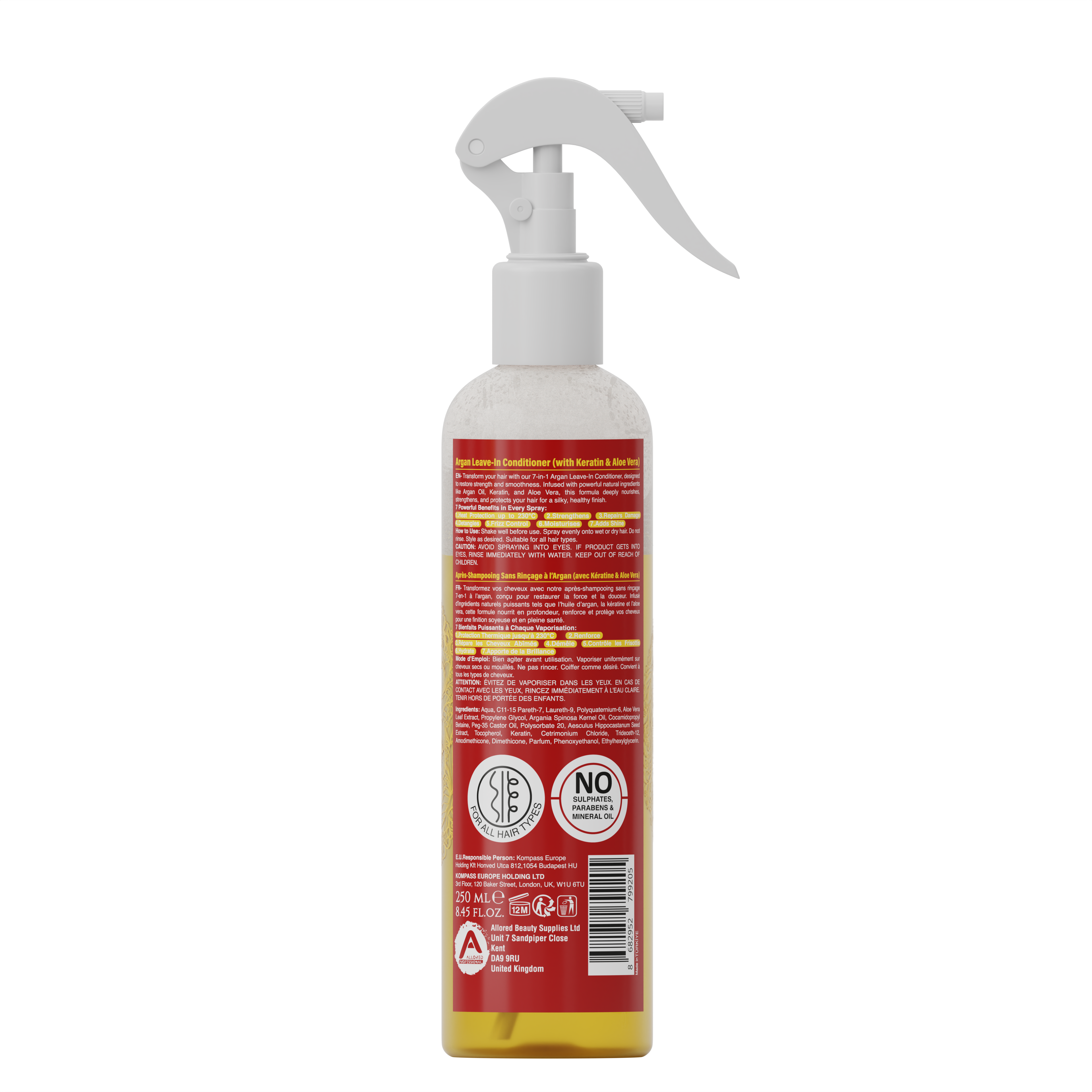 Allored 7-in-1 Argan Oil Leave-In Conditioner 250 ml back label