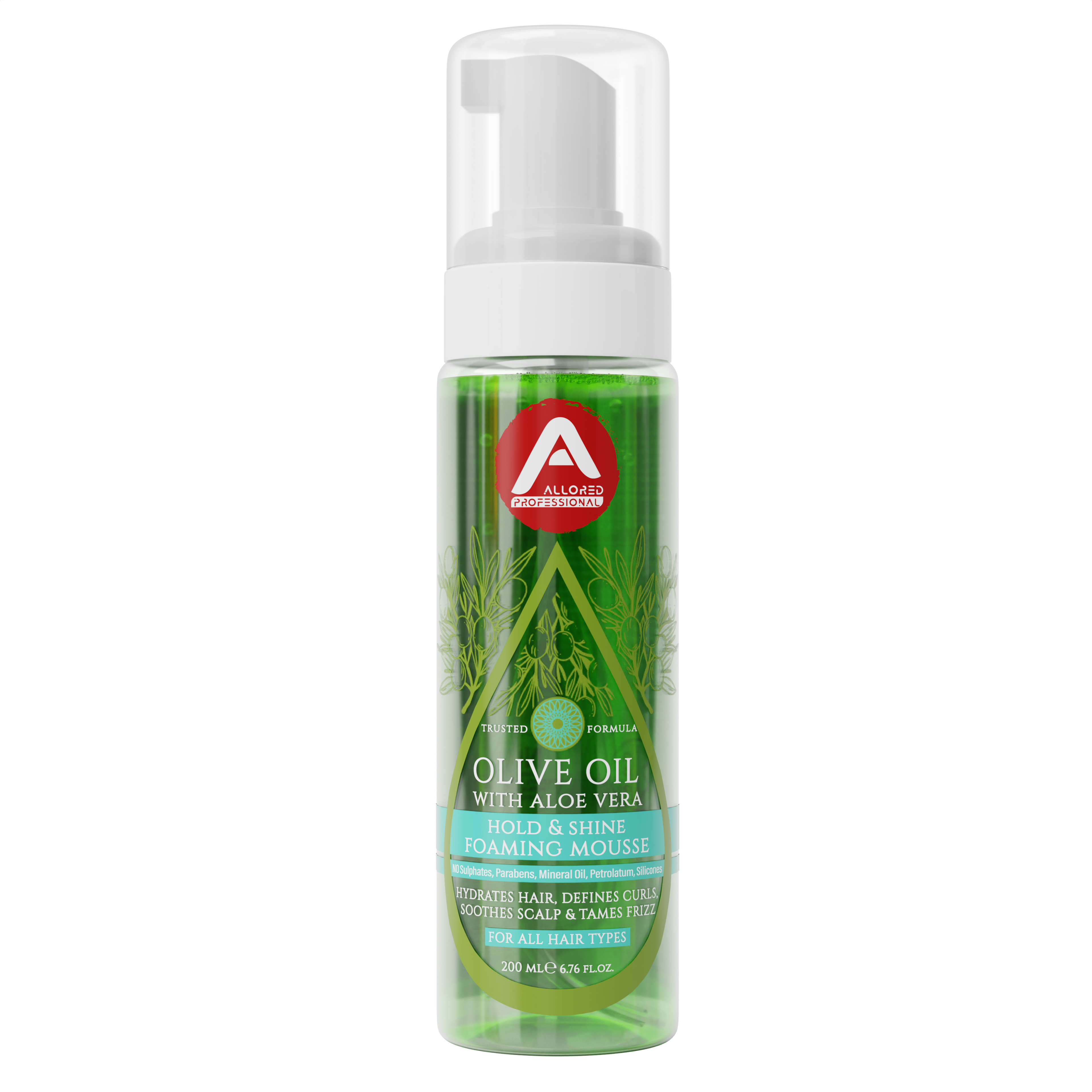 Allored Olive Oil and Aloe Vera Foaming Mousse 200 ml front view