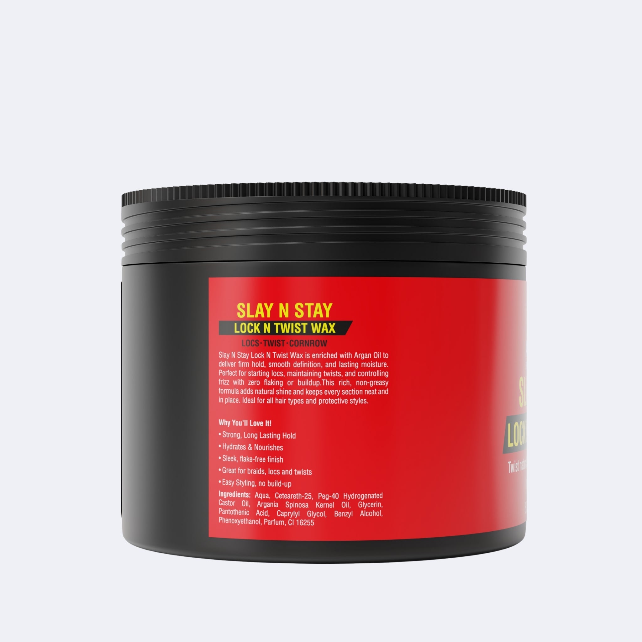 Allored Slay N Stay Lock N Twist Wax Firm Hold 500 ml back label