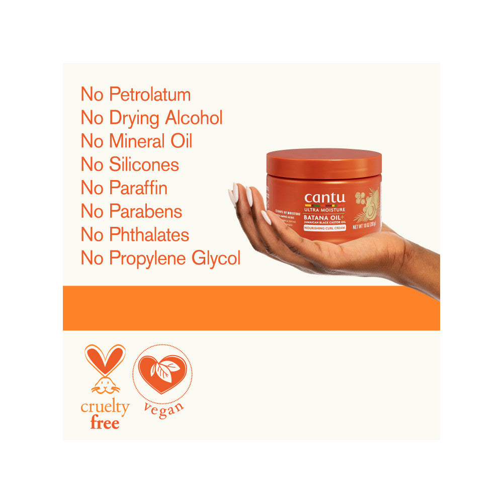 Cantu curl cream formula exclusions and vegan symbols