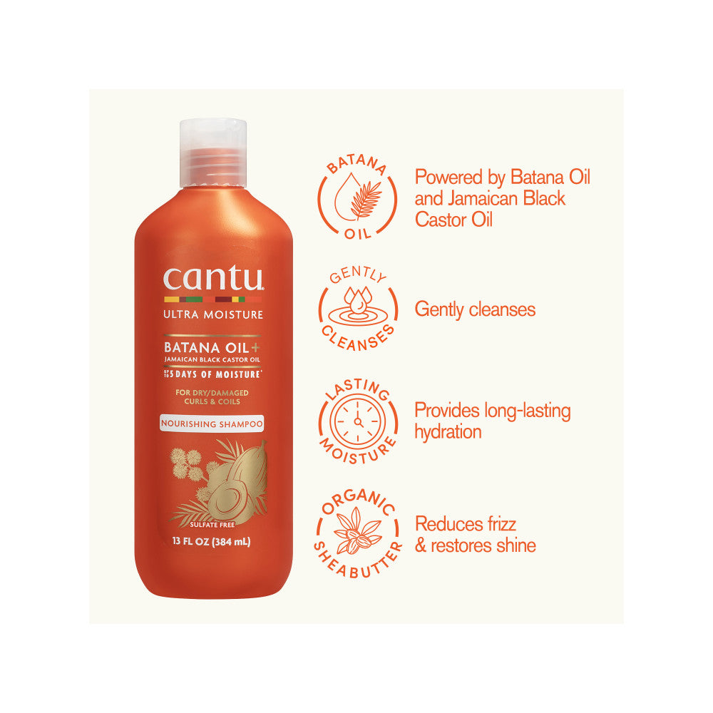 Cantu shampoo with Batana Oil and gentle-cleanse callouts