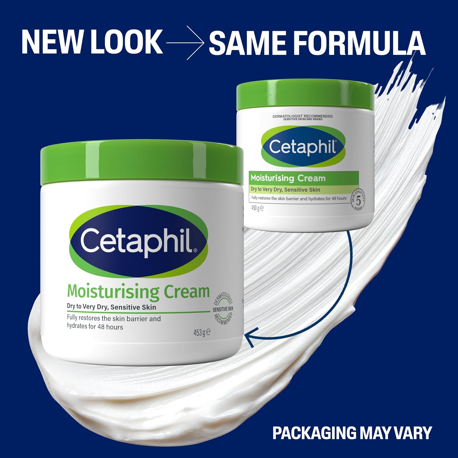 Cetaphil Moisturising Cream new and previous packaging comparison
