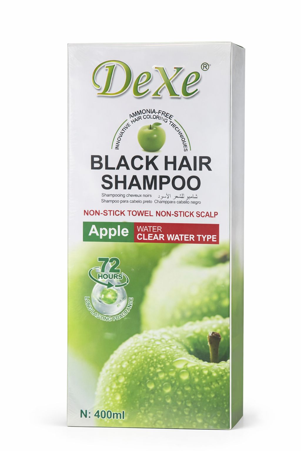 Dexe Apple Black Hair Dye Shampoo 400ml packaging