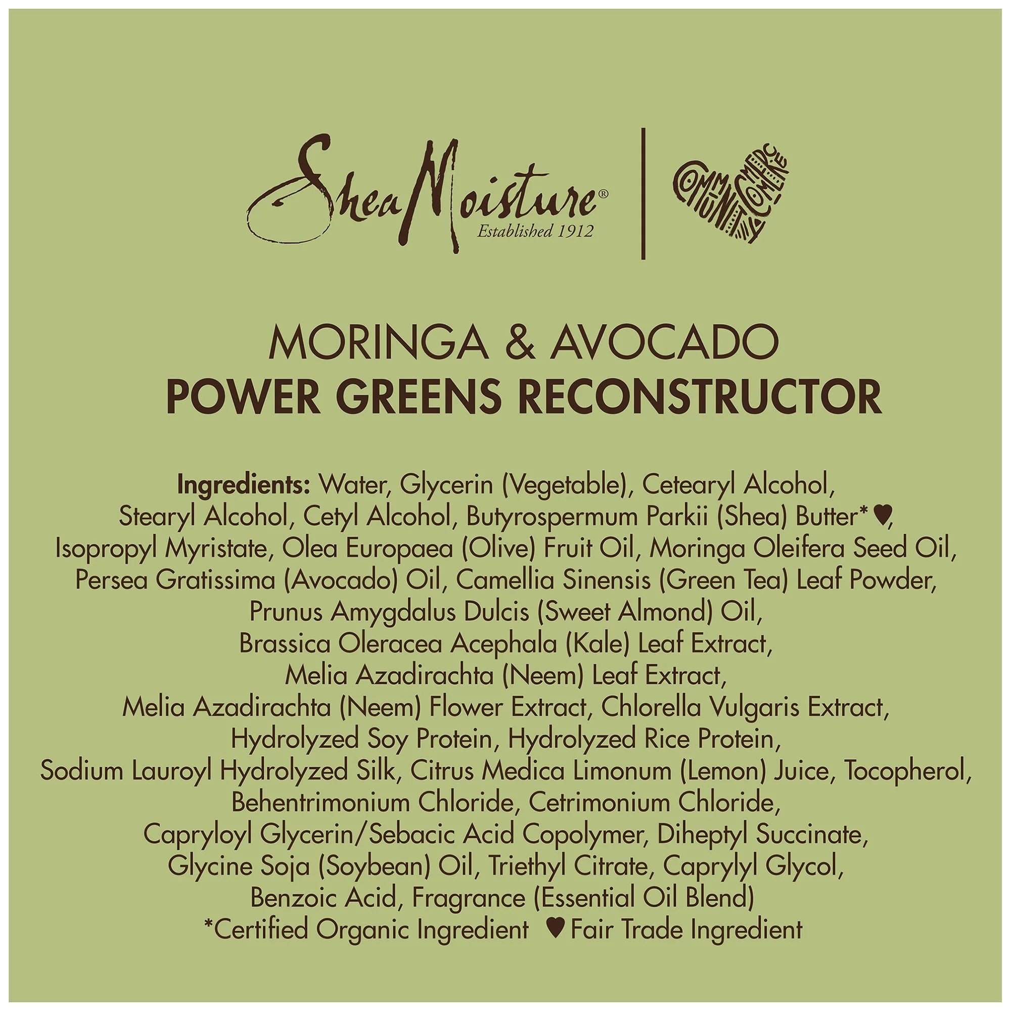 Shea Moisture Moringa & Avocado Power Greens Reconstructor 8 oz / 237 ml - Restore strength and vitality to weak, brittle hai