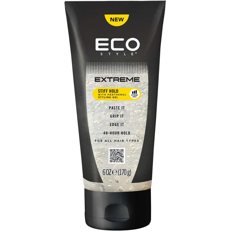 Eco Styler Extreme Stiff Hold Styling Gel 170g black tube, front view