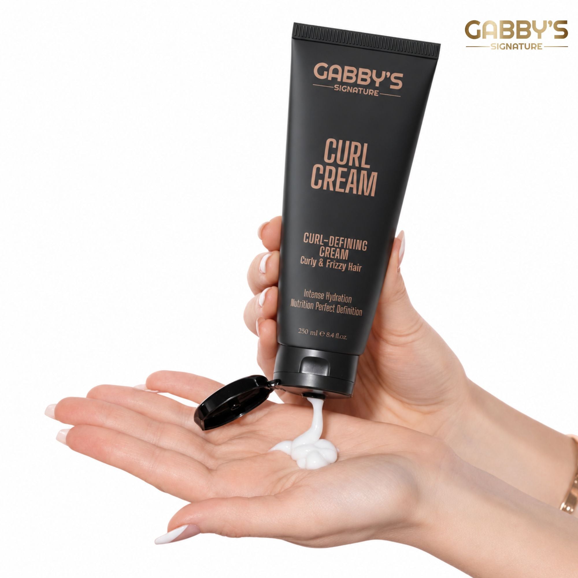 Gabby's Signature Curl Defining Cream 250 ml held for scale