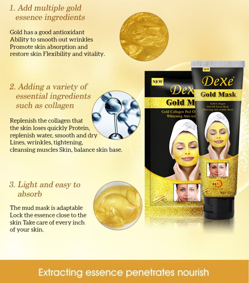 Masque facial Dexe Gold 120 g