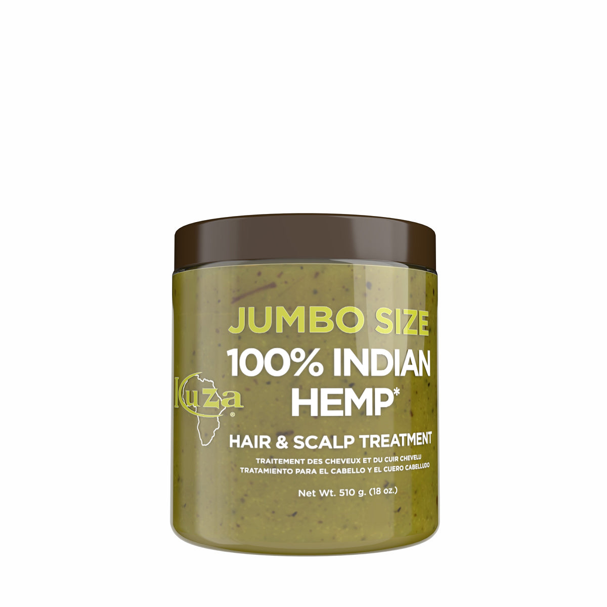 Kuza 100% Indian Hemp Hair & Scalp Treatment 510 g Jumbo Size jar with brown lid, front view