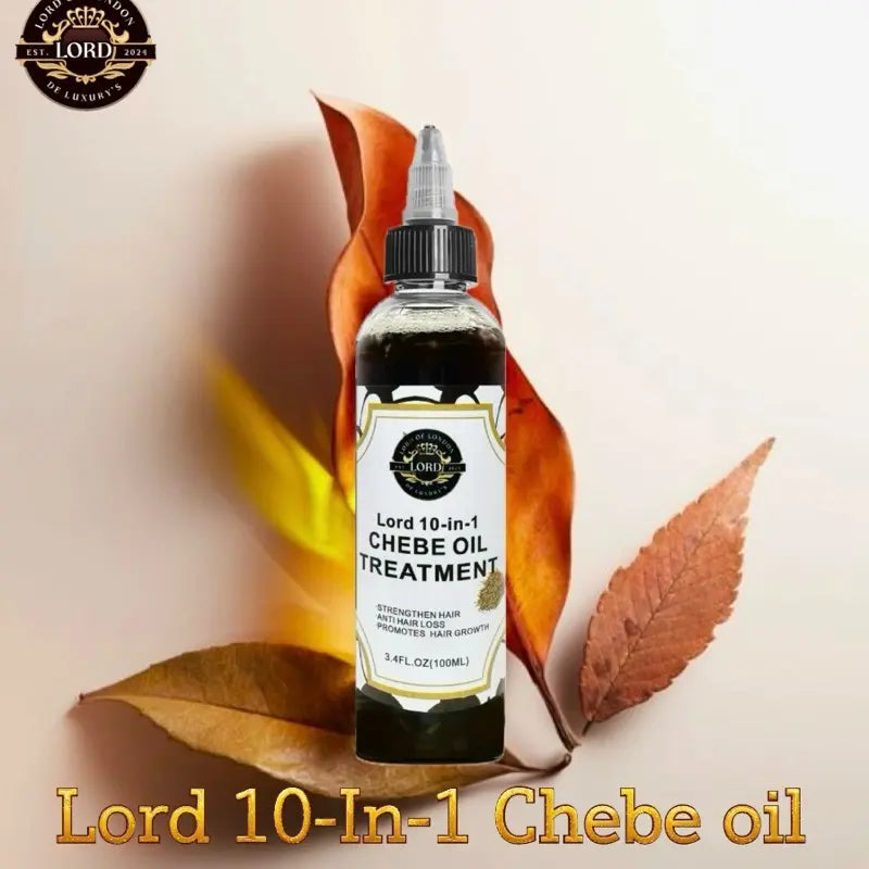 Chebe Oil Treatment bottle with autumn botanical styling