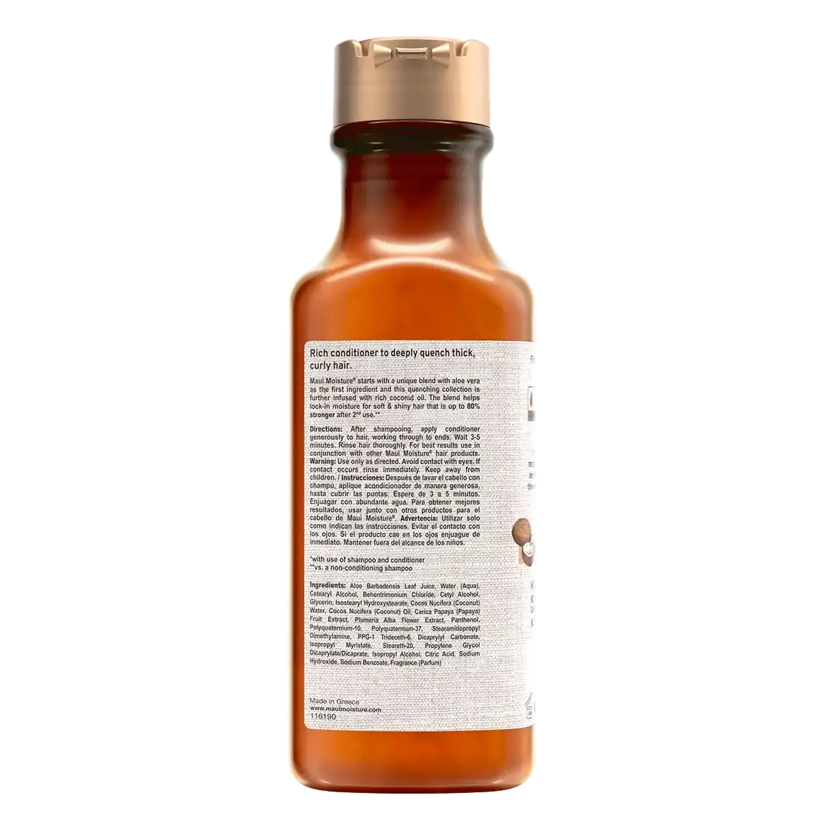 Curl Quench + Coconut Oil Conditioner 385 ml/13 fl oz, back label view