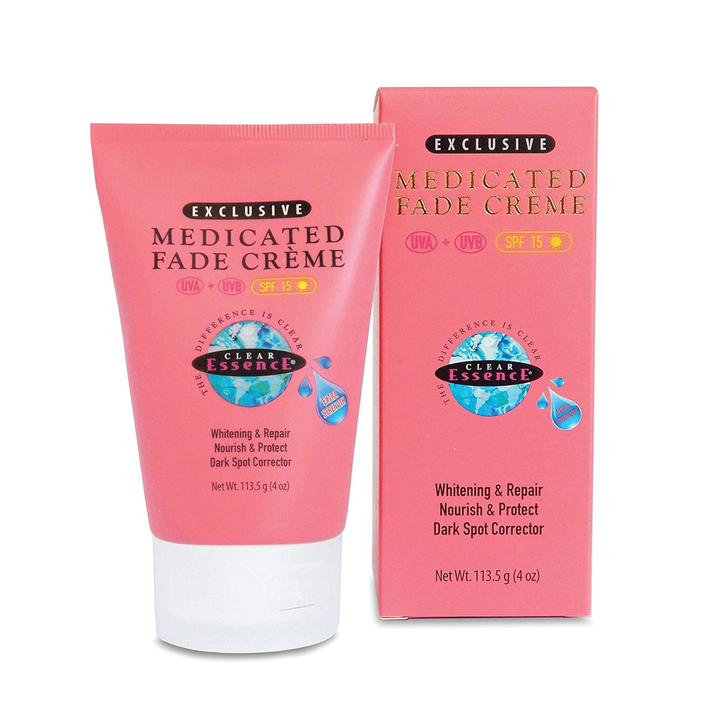 Crème éclaircissante médicamenteuse exclusive Clear Essence avec écran solaire 4 oz