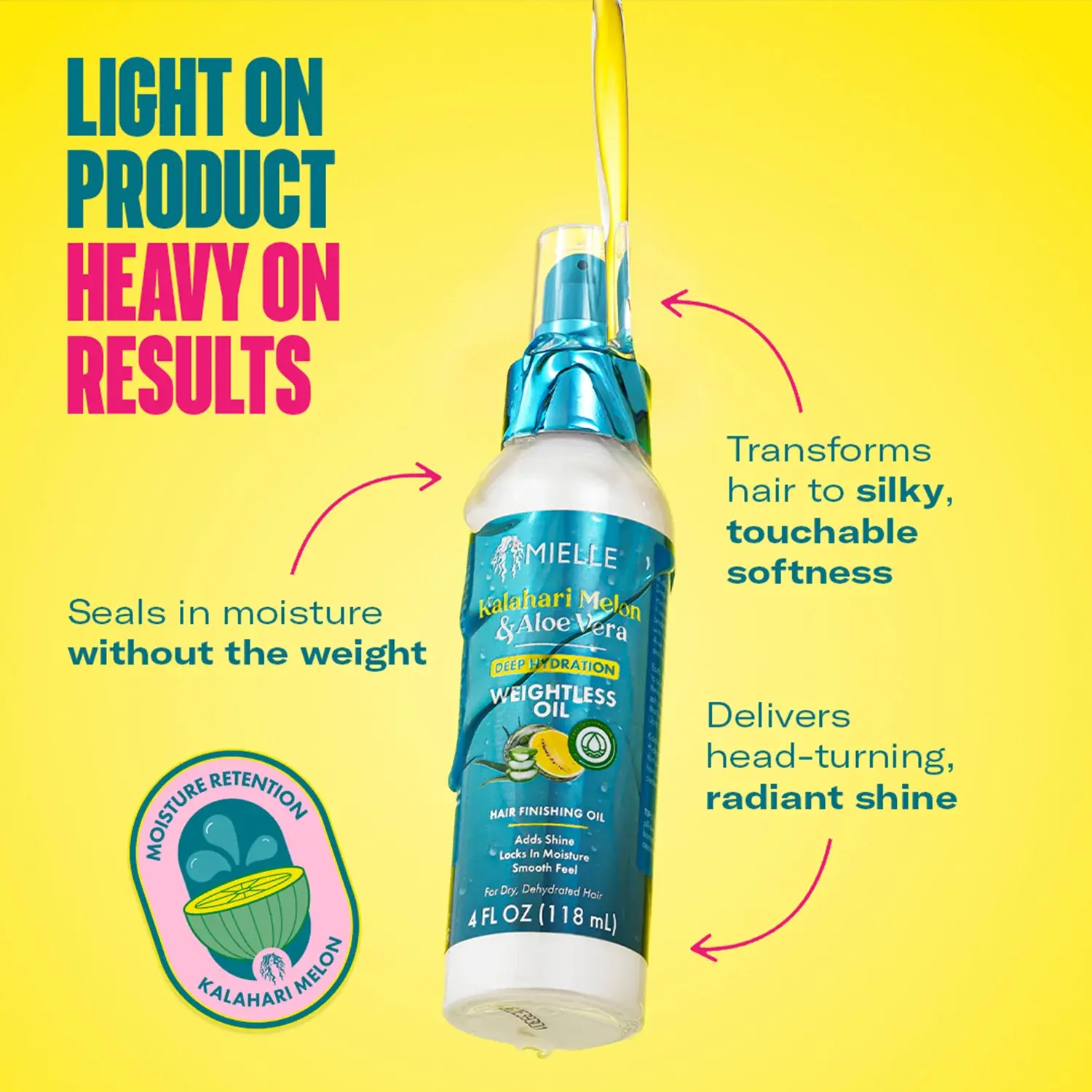 Mielle Weightless Oil 118ml with moisture, softness and shine benefits