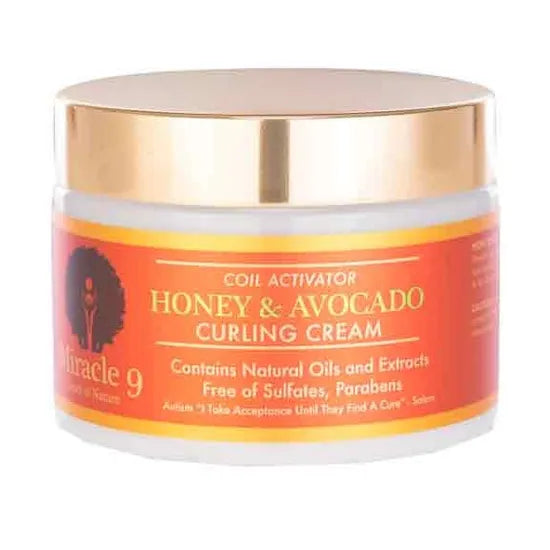 Miracle 9 Coil Activator Honey and Avocado Curling Cream 340 ml jar, front view