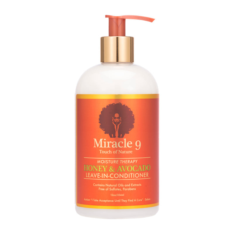 Miracle 9 Moisture Therapy Honey and Avocado Leave-In Conditioner 12 oz bottle, front view