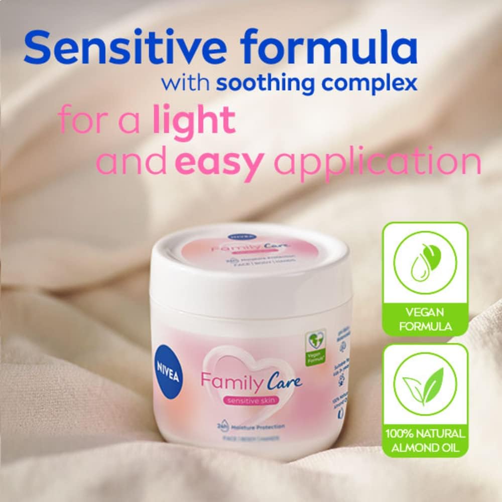 Nivea Family Care Sensitive cream jar with formula details