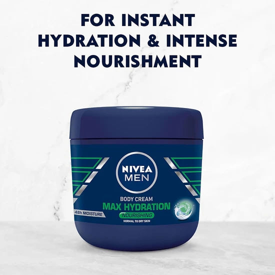 Nivea Men Max Hydration cream graphic showing sea-mineral nourishment