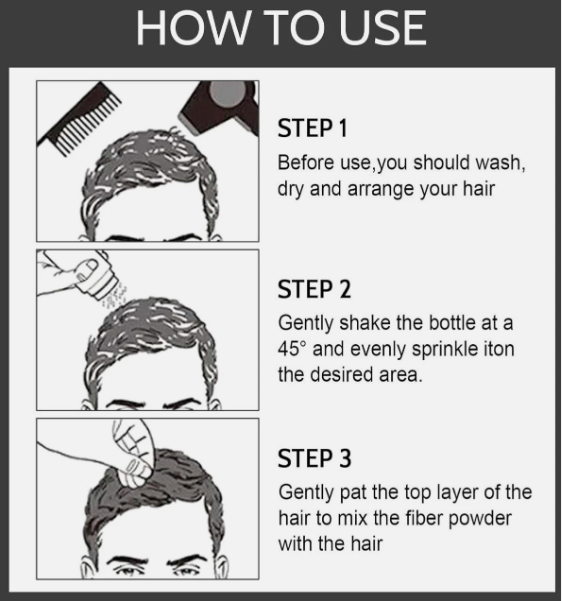 NM Beauty Hair Building Fibres how to use steps