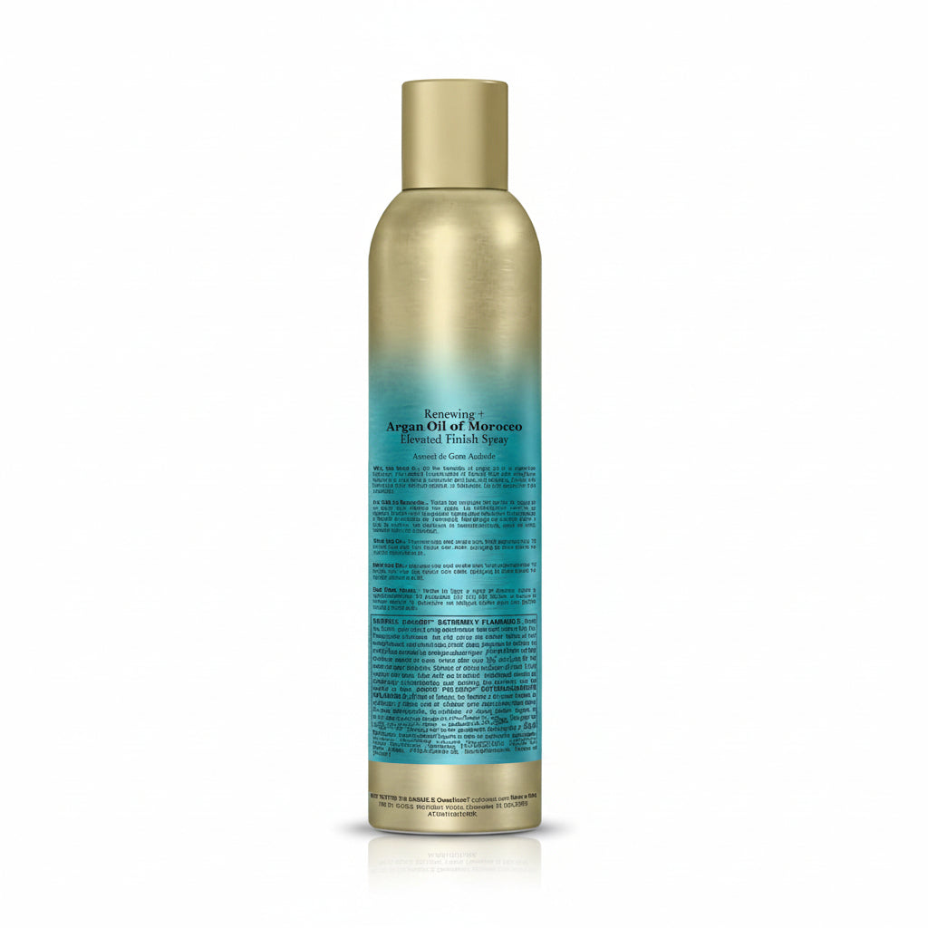 OGX Argan Oil Elevated Finish Spray aerosol can back label