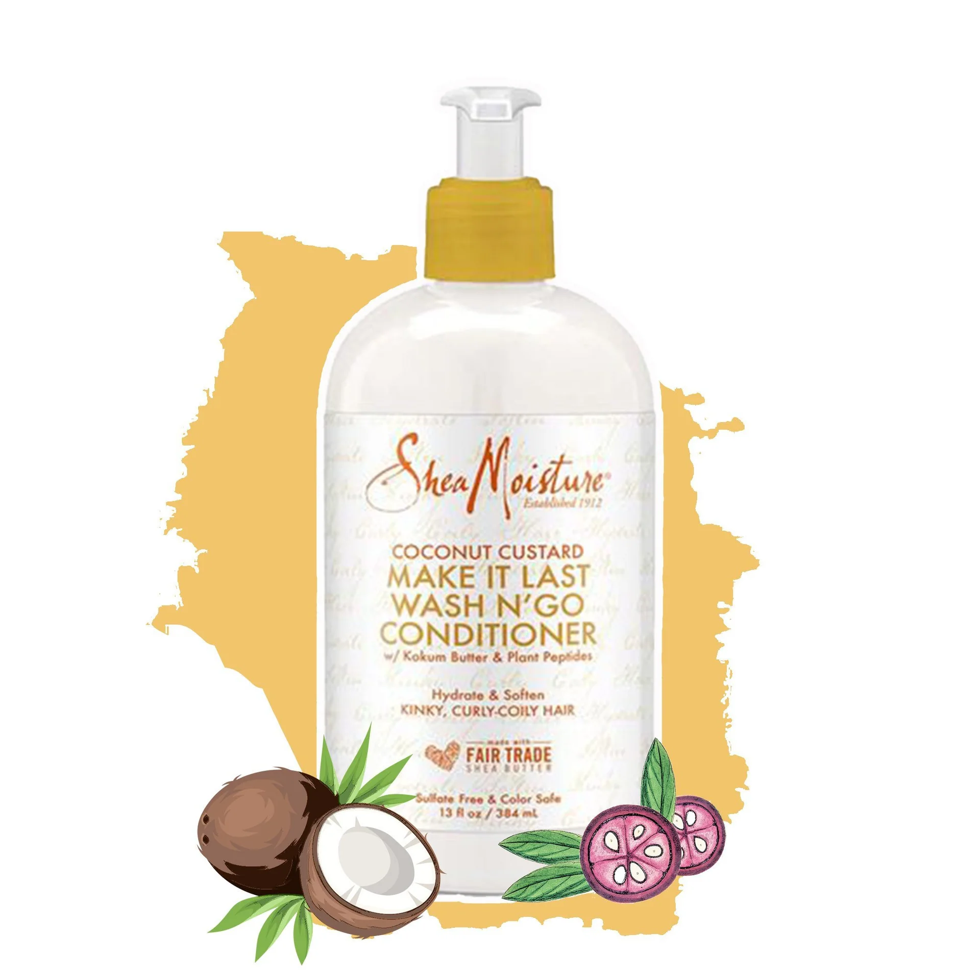 Shea Moisture Coconut Custard Wash N'Go Conditioner 13 oz / 384 ml - Unlock beautifully defined, frizz-free curls with - Ima