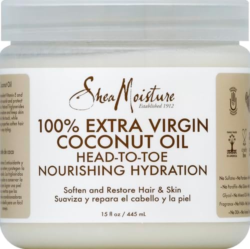 Shea Moisture 100% Extra Virgin Coconut Oil 445 ml jar, front label